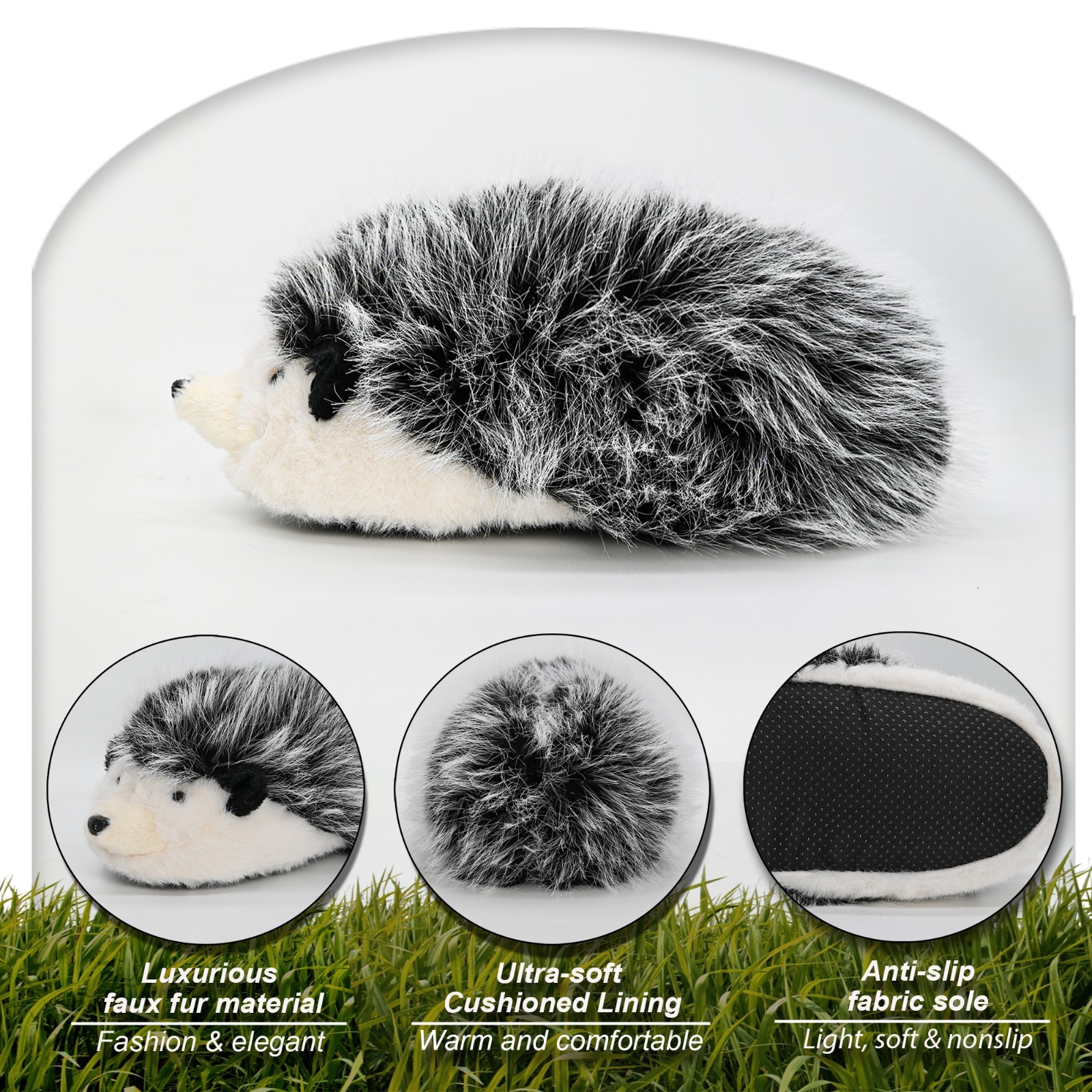 Fuzzy Hedgehog Slippers for Women and Men, Novelty Animal Slippers for Adult