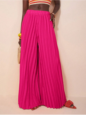 Slayr Summer Elegant Elastic Waist Pleated Large-Footed Extra-Long Wide-Leg Pant