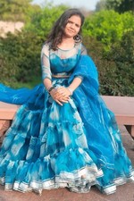Noorani Floral Print Organza Lehenga Set