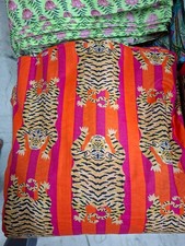 Pure Cotton 5 Yard Animal Tiger Print Indian Fabric Running Hand Block Printed