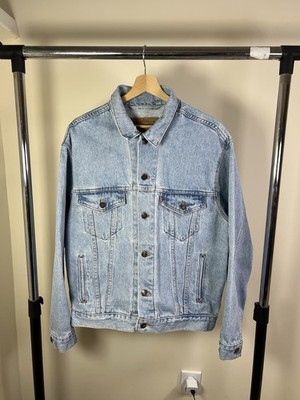 Mens Vintage Levis Trucker Jeans Jacket Blue Acid Wash Denim Size M 90s