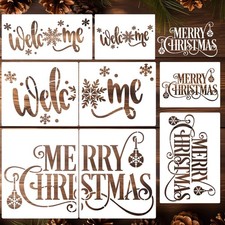 Christmas Stencils Crafts Reusable Merry Xmas Holiday Painting Wood DIY