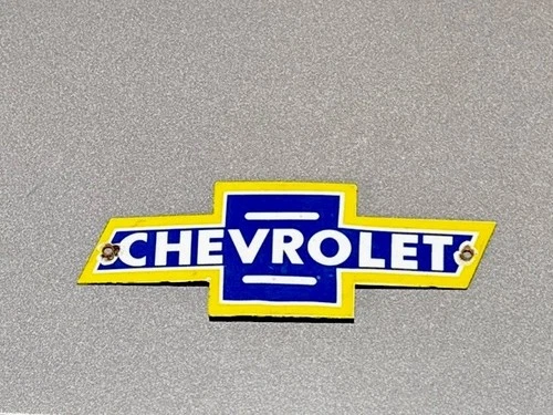 VINTAGE 12” CHEVY CHEVROLET BOW PORCELAIN SIGN GAS OIL CAR TRUCK MOTORCYCLE