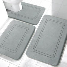 Memory Foam Bath Mat Set, Non Slip Bath Mats for Bathroom, Super Soft and Water 