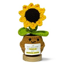 Emotional Crochet Sunflower - Cute Positive Desk Decor  Positivity Buddy, Un...