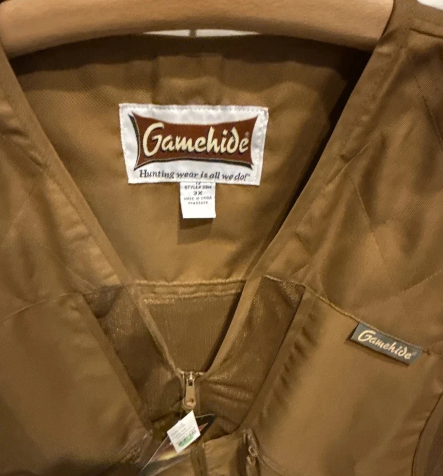 Gamehide 男式 Field 鹌鹑狩猎背心沼泽棕色男式尺寸 3X 全新带标签 — 第 2/4 张图片