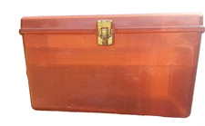 VinTaGe 60s hard plastic Wilson Wil-hold Sewing Box Orange 2 Trays + needles