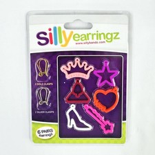 Sillybandz Earringz 6 Pair Pack Shaped Silicone Earrings NEW