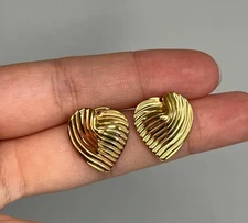 Gold Stainless Steel heart shaped stud earrings cute everyday earrings