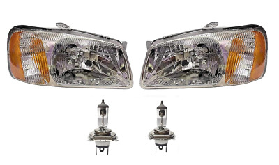 Headlight Assembly For Hyundai Accent With Bulb H4 Type 2 (Both Sides) 1999-2012
