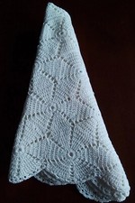 Crochet Centerpiece Doily Original ECRU Hexagon 27" Stars Vtg. Handmade