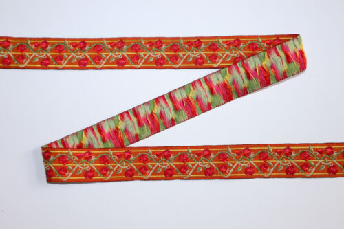 2 m Borte, Blumen und Ranken, orange - rot, Breite: ca. 24 mm, Material: PE - Bild 1 von 5