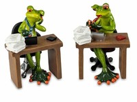 2Er Set Lustige FröSche Froschpaar Homeoffice Am Schreibtisch Figur Poly 15 Cm