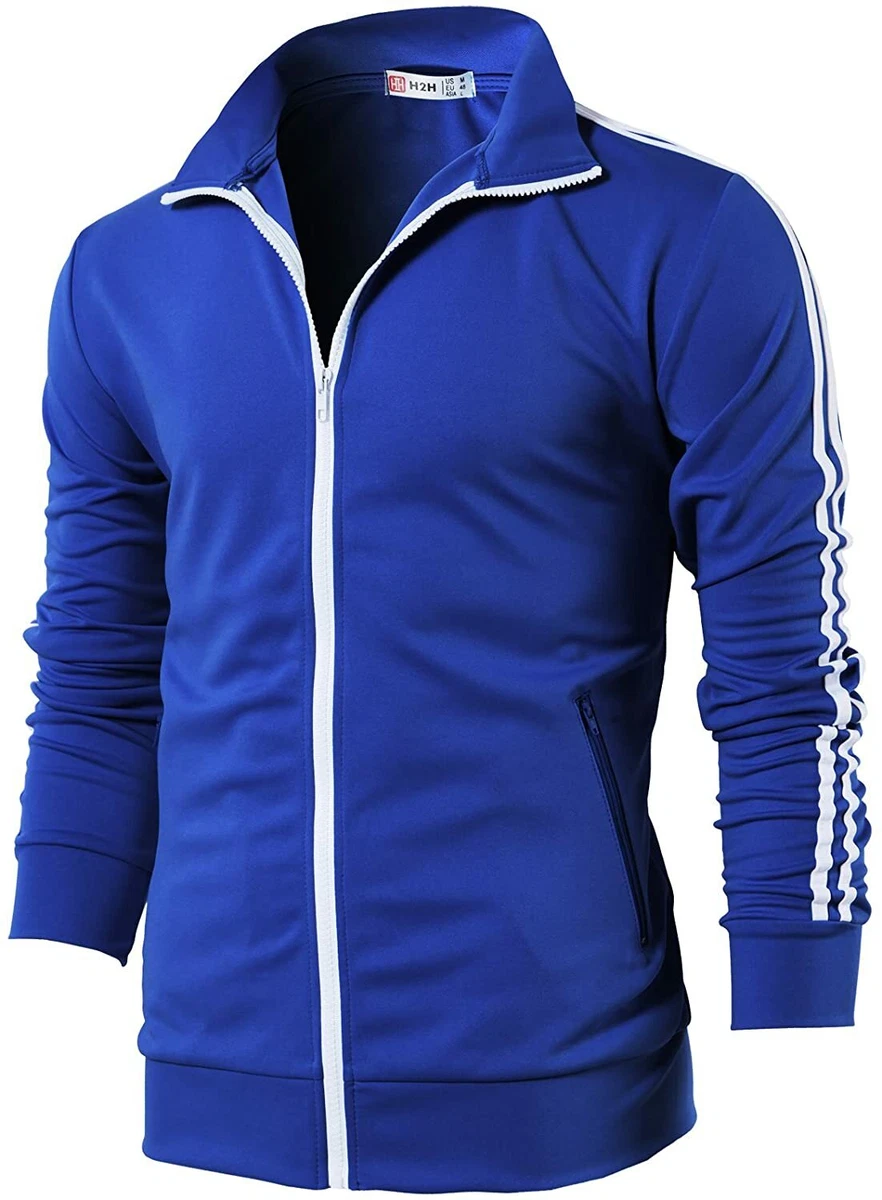 H2H Mens Active Slim Fit Track Lightweight Jacket Zip-up Long Sleeve  Training Ba