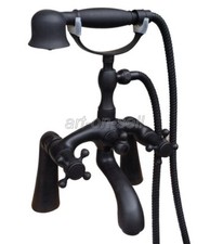 Black Oil Rubbed Bronze Deck Mount Bathtub Clawfoot Faucet w/ Hand Shower atf703