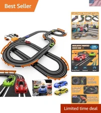 Interactive Dual Racing Slot Car Track with 4 High-Speed Cars - Perfect Gift!