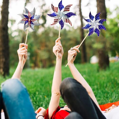 4th of July Decorations Reflective Pinwheels,10 Pack Patriotic Decor Red - Picture 7 of 7