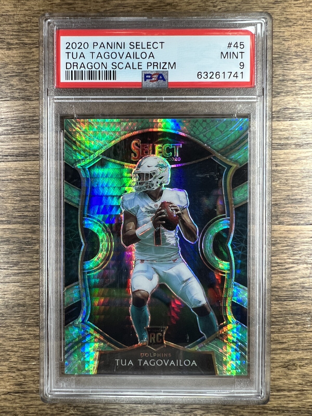 2020 Panini Select Concourse Tua Tagovailoa Dragon Scale Prizm /67 #45 PSA 9