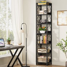 79" Skinny Bookshelf 7-Tier Tall Narrow Bookcase Corner Shelf Open Display Rack