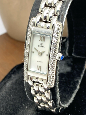 Cyma Women's Watch Swiss Quartz Diamond Mother of Pearl Dial Tank