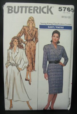 Butterick Sewing Pattern 1987 Dress Vintage Misses 5765 Size 8-10-12 ...