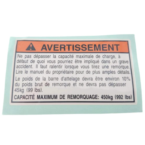 LABEL, TRAILER TOW (FRENCH)