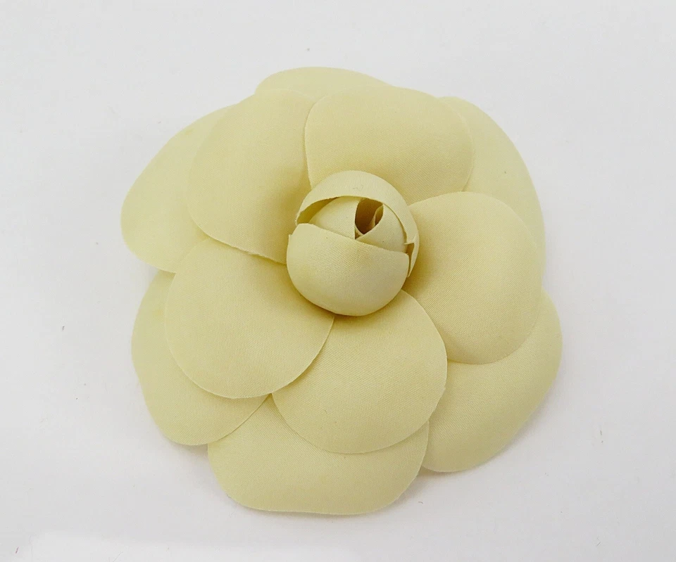 Authentic CHANEL Off White Fabric Camellia Brooch Pin #61237 - Image 2 of 4
