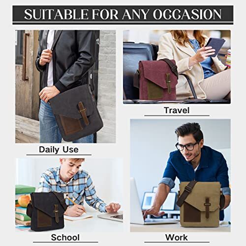 VASCHY Small Messenger Bag for Women Vintage Canvas Leather Lightweight