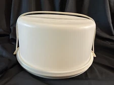 VTG Tupperware Cake Carrier Round 1257 With Handle and Lid 1256 Beige
