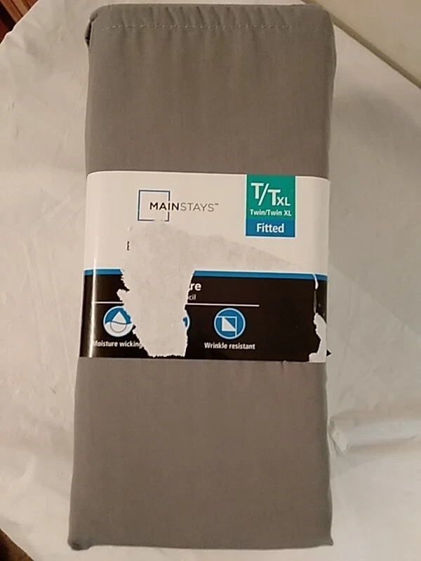 Sábana bajera Mainstays gris Twin XL solo 39" x 80" x 14" algodón profundo poliéster Foto 4 de 4