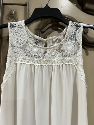 NWOT Forever 21 Sz M Dress Cream Crochet Accents Sleeveless