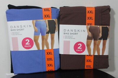 4-SET XXL Danskin Bicicleta Shorts Bolsillos Negro Azul Mujer Ejercicio Spandez+