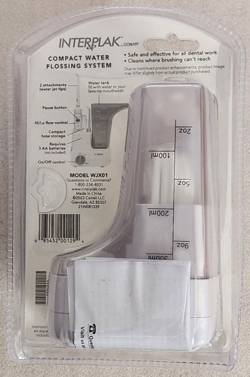 INTERPLAK Conair Compact Dental Water JET Flossing System White Cordless New eBay