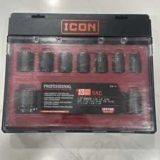 ICON Professional Standard Impact 13 Piece Socket 1/2 Drive Set SAE 13SS-13  New