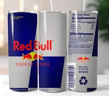 Red Bull Drink Tumbler 20oz Travel Mug Stainless Steel Cup Straw w/Lid