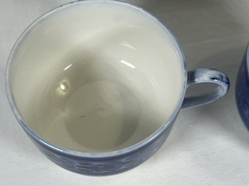 Antique Set Of 2 Johnson Bros. Flow Blue "The Trieste" Flat Replacement Cups - Picture 8 of 21