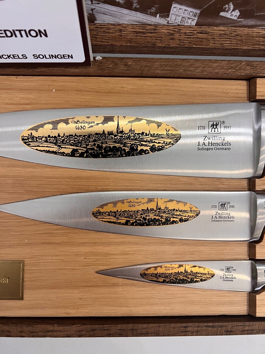 J.A. HENCKELS ZWILLING 3 PIECE KNIFE SET VINTAGE 250th Anniversary