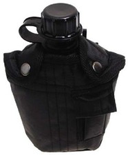 Feldflasche Kunststoff Trinkflasche mit Tarn Nylonbezug schwarz 1 Liter NEU !