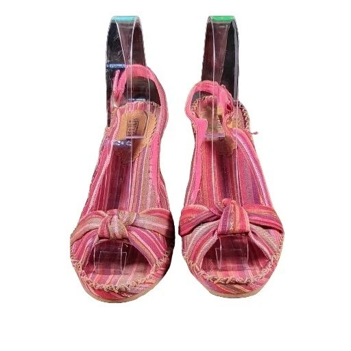 Sandalia de cuña de corcho Seychelles para mujer talla 7 rosa multicolor boho punta abierta Foto 2 de 4