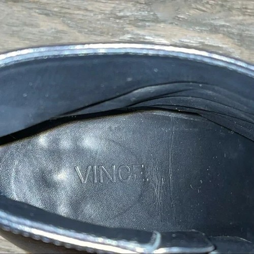 Vince Black Leather Almond Toe Side Zip Bootie 8.5M - Picture 6 of 8