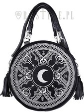 Restyle White Henna Moon Round Bag Embroidery Punk Goth Witch Purse Handbag