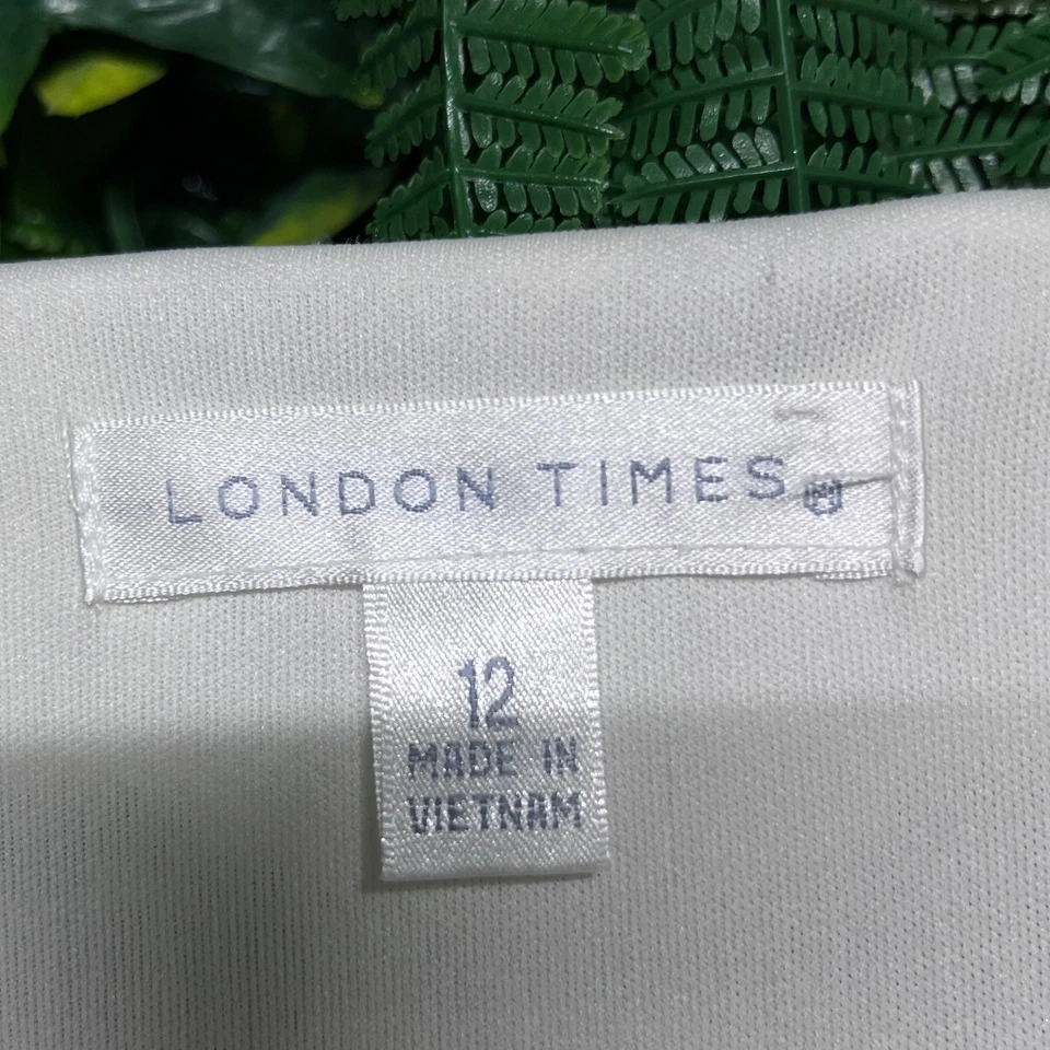 Vestido London Times para mujer talla 12 blanco de encaje vestido de fiesta de cóctel 3138 Foto 4 de 4