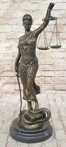 lady of justice WITH SCALE Nude Genuine Bronze Figure Sculpture home decor Sale