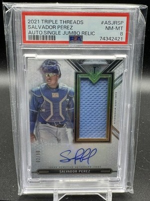 2021 Topps Triple Threads Auto Jersey Salvador Perez 82/90 PSA 8 Kansas City