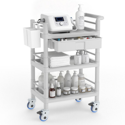 Medical Mobile Trolley Cart 3 Tier 500 Lbs Spacious Beauty Salon Rolling Trolley