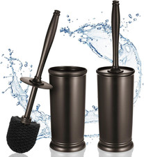 Toilet Bowl Brush Holder Set: Modern Brown Bathroom Accessories