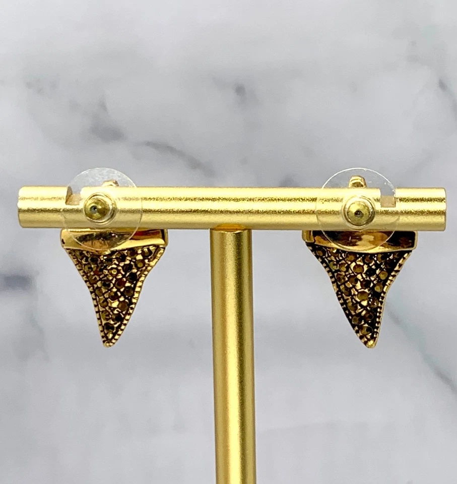 Auténticos Pendientes GIVENCHY Diente de Tiburón Estrás - USADOS / KQ4591 Foto 4 de 4