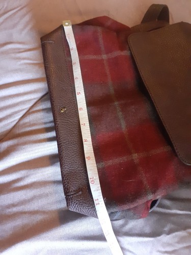 BNWOT Stylish JOULES 'Trippa' Red Checked Tweed Leather Trim Backpack - Medium - Picture 15 of 17