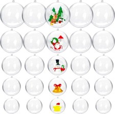 25 Set 50PCS Clear Plastic Fillable Ornaments,Transparent DIY Craft Ball,Clea...