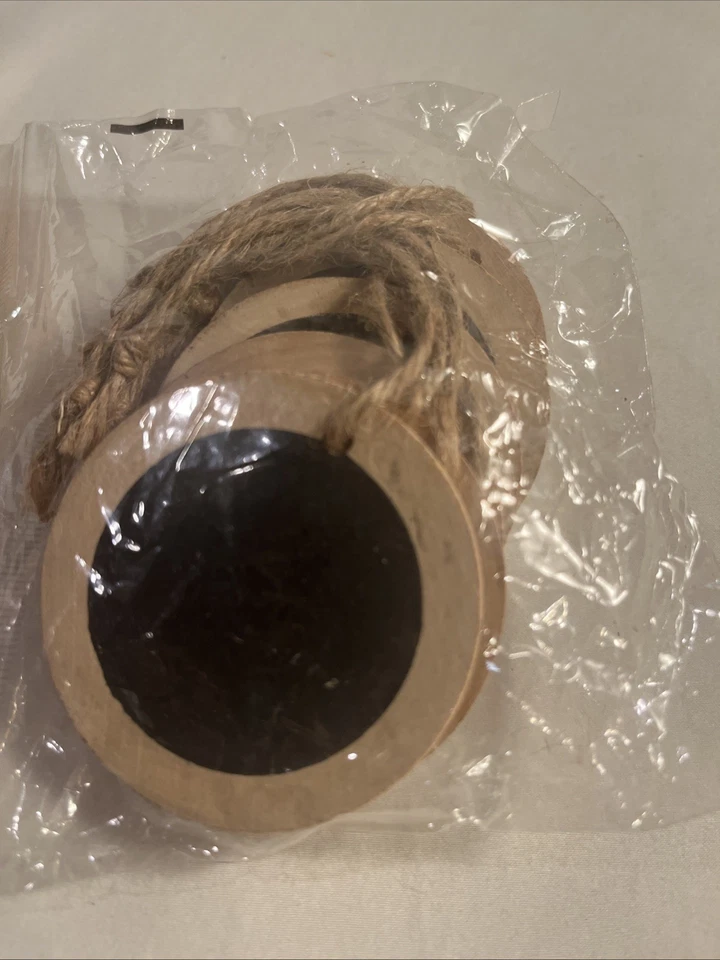 Round Wooden Chalkboard Tags With Jute Twine - 2.5" Diameter - Set Of 6 - New - Image 3 of 3